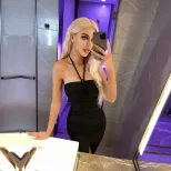 Off Shoulder Bodycon Dress Sexy Split Hem Halter Neck Y2K Style Spring Summer Fashion for Women
