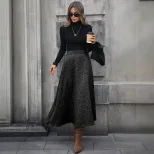 Woolen A Line Midi Skirt High Quality Fabric Elegant Draping Autumn Winter Style Ready to Ship W
