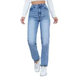 High Waisted Straight Leg Jeans for Women Trendy Design Casual Everyday Wear Wholesale Available