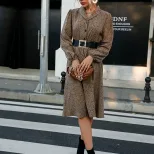 Leopard Print Long Sleeve Dress Stylish Fall Fashion Versatile Layering Piece for Women Wholesal