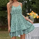 Floral Print Summer Dress Sweet Design Spaghetti Straps Vacation Style Available for Wholesale