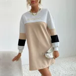 Long Sleeve Printed Color Block Dress Loose Fit Casual Style Comfortable Fabric Perfect for Ever