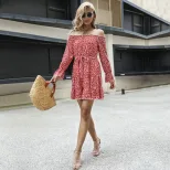 Floral Off Shoulder Dress Long Sleeve Elegant Design Comfortable Fabric Perfect for Spring Summe