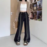 High Waisted Wide Leg Jeans for Women Vintage Style Loose Fit Autumn Winter Fashion Wholesale Av