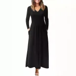 Long Sleeve Maxi Dress Solid Color Elegant Design Perfect for Fall Occasions Wholesale Available