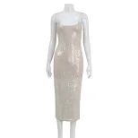 Sequin Bodycon Dress Slim Fit Spaghetti Straps Beaded Detail Evening Wear for Parties Wholesale