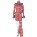 Bodycon Ruched Floral Dress High Neck Irregular Hem Trendy Style Perfect for Parties and Night O