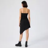 Knitted Strapless Dress Irregular Hem Trendy Design Comfortable Fabric Perfect for Parties and C