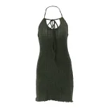 Halter Neck Bodycon Dress Elegant Ruffle Trim Sexy Fit Autumn Fashion Perfect for Parties and Ev
