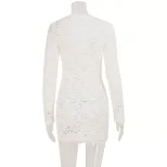 Lace Bodycon Mini Dress Sheer Hollow Out Low Cut Slim Fit Nightclub Party Wear Wholesale Availab