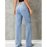 High Waisted Denim Cargo Pants Slim Fit Trendy Style Casual Wear Wholesale Available bulk order