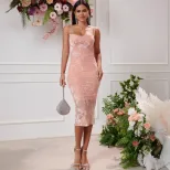 Satin Bodycon Dress Floral Jacquard Sleeveless Sexy Fit Evening Wear Cocktail Party Wholesale Av