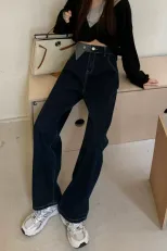 速卖通牛仔裤女2023春季新款韩版学生复古宽松百搭显瘦直筒长裤潮