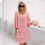 Fashionable Womens Cake Dress Loose Fit Round Neck Spring Summer Style Perfect for Casual Occasi