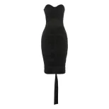 Summer Womens Dress Solid Color Ruffled Sexy Hollow Back Strapless Bodycon Style Perfect for Par