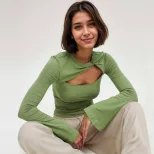 Womens Hollow Out Layered T Shirt Slim Fit Trendy Style Spring Summer Wholesale Available custom