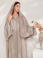 Al Najma Women s Solid Color V Neck Batwing Sleeve Loose Str