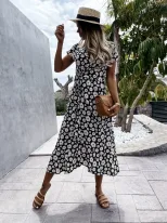Summer Dress Casual Style Short Sleeve Lightweight Fabric Perfect for Everyday Wear Ready to Shi