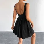 Summer Casual High Waist Dress Stylish Versatile Design Sexy Backless Comfortable Fabric Perfect