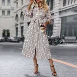 Long Sleeve Printed Shirt Dress Elegant Design Comfortable Fabric Autumn Collection Wholesale Av