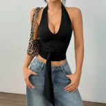 Womens Short Backless T Shirt American Sweet and Spicy Style Trendy Design for Spring Summer Who