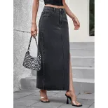 High Waisted Split Denim Skirt Fashionable Womens Apparel Trendy Casual Wear for Spring Summer W