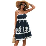 Floral Print Maxi Dress Vintage Bohemian Style Sleeveless Lightweight Fabric Summer Vacation Wea