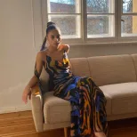 Vintage Floral Maxi Dress Sleeveless Flowy Sexy Neckline Summer Beach Vacation Wear Wholesale Av