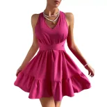 Backless A Line Mini Dress High Waist Halter Neck Summer Fashion Perfect for Parties and Night O