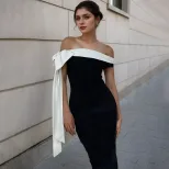 Off Shoulder Dress Elegant Fit Solid Color Summer Style with Flowing Straps Wholesale Womens Fas