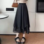 High Waist A Line Maxi Skirt for Women Lightweight Mesh Fabric Summer Casual Wear