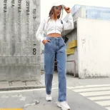 High Waisted Wide Leg Jeans Slim Fit Large Pockets Denim Fabric Casual Wear for Women Wholesale