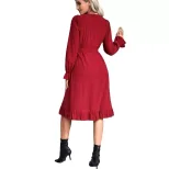 Elegant Solid Color Round Neck Dress for Women Fashion Comfortable Fit Versatile Style Wholesale