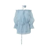 Elegant Off Shoulder Ruffle Chiffon Dress Slim Fit Long Sleeve Winter Fashion Perfect for Partie