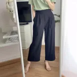 High Waisted Wide Leg Trousers Spring Collection Casual Style Flared Design Versatile for Everyd
