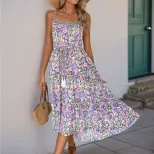 Layered Floral Print Maxi Dress Casual Style Adjustable Drawstring Comfortable Fabric Perfect fo