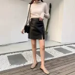 A Line PU Leather Mini Skirt Slim Fit Autumn Winter Style Trendy Design Wholesale Available low