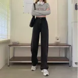 秋季黑色高腰牛仔裤女直筒宽松2022新款拖地阔腿裤子ins潮