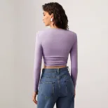 Sexy Hollow Out Long Sleeve Crop Top Slim Fit Milk Silk Fabric Trendy Design Perfect for Parties