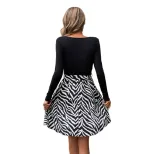 Black and White Striped Color Block Dress Versatile Style Comfortable Fit Perfect for Casual or