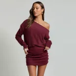 Elegant Off Shoulder Long Sleeve Bodycon Dress Spring Summer Collection Slim Fit Chic Style Whol