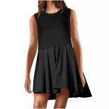 Summer Casual Sleeveless Dress Minimalist Solid Color European and American Style Perfect for Da