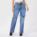 Womens Distressed Wide Leg Jeans Casual Fashion Trendy Style Comfortable Fit Perfect for Everyda
