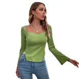Womens Slim Fit Irregular Flare Sleeve Short Sleeve T Shirt Elegant Design Commuter Style Versat