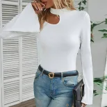 Slim Fit Long Sleeve Hollow Out Bell Sleeve T Shirt Elegant Design Autumn Winter Fashion Wholesa