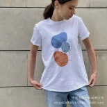 Abstract Aesthetic Printed T Shirt for Women Soft Cotton Loose Fit Basic Style Summer Casual Wea