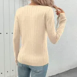 【佰分之衣】亚马逊外贸2025新款欧美秋季女装跨境坑条黑色毛衣女