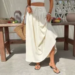 High Waisted Flared Maxi Skirt Lightweight Versatile Flattering Summer Vacation Beachwear Wholes