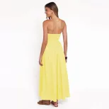 Chic Yellow Strapless Maxi Dress Elegant Sleeveless Summer Style Perfect for Petite Figures Whol