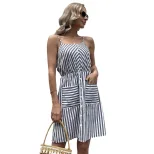 Casual Striped Cotton Linen Dress Summer Waist Defining Simple Style Ideal for Everyday Wear Who